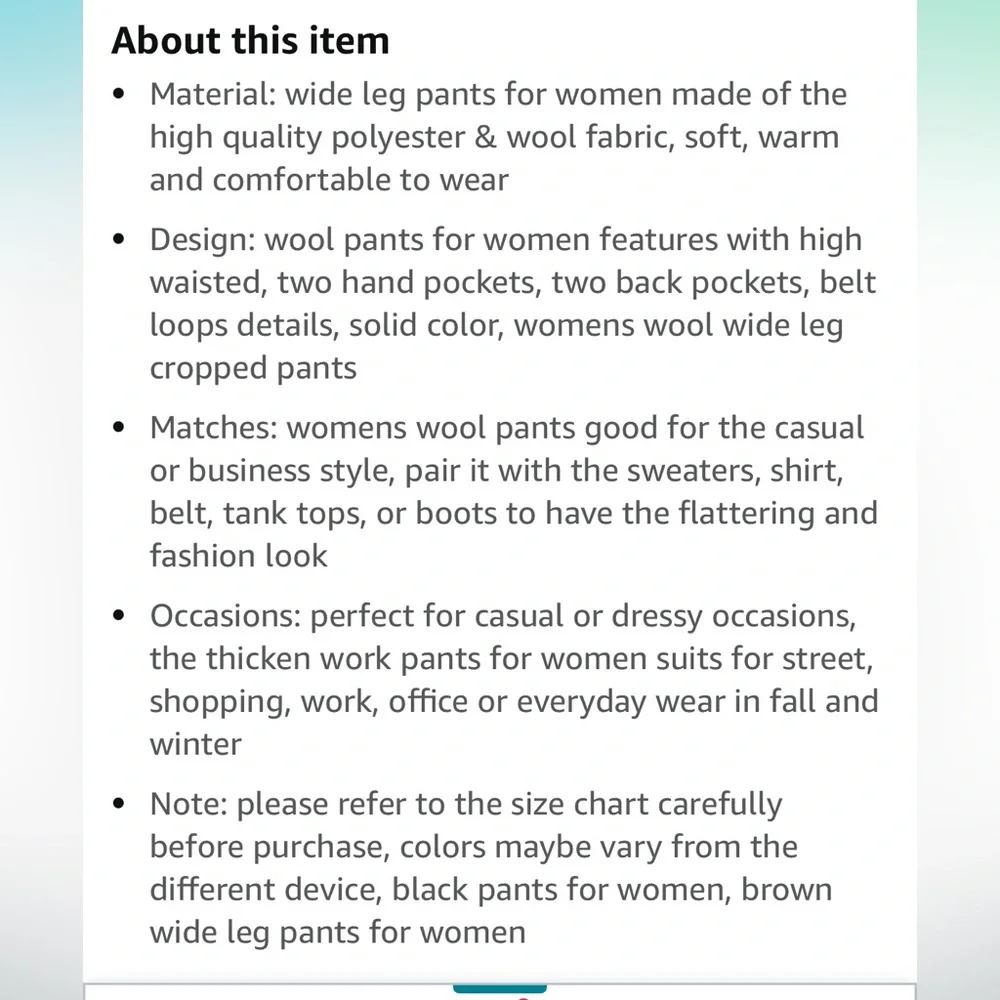 NWOT Brown High Waist Wool trousers cropped wide leg - Picture 10 of 10